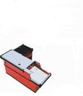 Red Metallic Supermarket Cash Register With Conveyor Belt Durable Recyclable