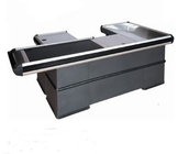 Electronic Gray Store Conveyor Belt Checkout Counter / Motorized Cash Register Counters