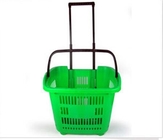 Commercial Plastic Basket On Wheels With Handle , Supermarket Baskets And Trolleys