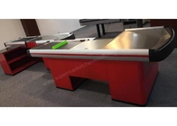 Red Electric Retail Outlet Cashier Checkout Counter / Automatic Cash Register Table