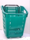 Large Capacity Shopping Basket With Wheels Plastic Rolling Cart With Handle