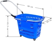 40 Liters Shopping Basket With Wheels Supermarket Carts / Rolling Shopping Basket