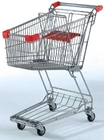 Unfolding Metal Wire Supermarket Shopping Cart  , Asia Style 4 Wheeled Shopping Trolley