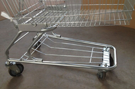 Grocery Shopping Trolley Wire Basket Cart Zinc Coated Elevator Wheels With Seat