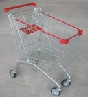 Wire Steel Store4 Wheel Shopping Trolley / Retail Hand Push Wheeled Shopping Basket