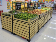 Bottomless Wooden Retail Display Shelves / Fruit Vegetable Wooden Shop Shelving For Store