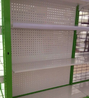 Light Duty Supermarket Gondola Shelving / Pharmacy Display Rack Metallic Shop Shelving