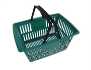 Used Plastic Supermarket Shopping Baskets With Double Handles In Green