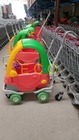 Grocery Plastic Shopping Trolley , Steel Wire Kiddie Trolley Cart With 4 Elevator Wheels