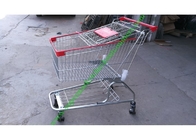 Iron Wire Shopping Cart , Powder Coated Grocery Shopping Trolley With Elevator Wheels