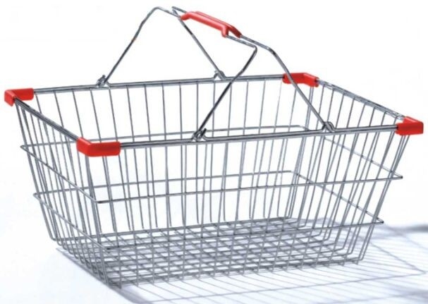 Steel Supermarket  Hand Shopping Basket / Hand Held Shopping Baskets Storage