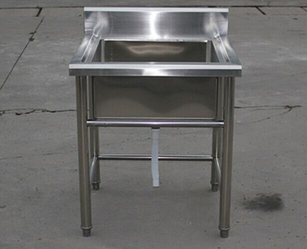 Industrial Stainless Steel Shelving Restarant Equipment Wash Sink With Tap Hole