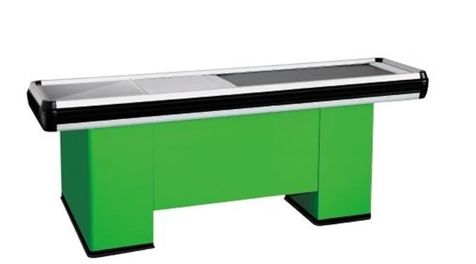 Supermarket Conveyor Belt Checkout Counter With Powder Coating Surface Treatment
