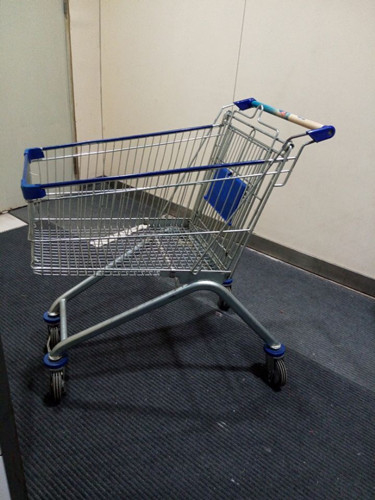 Chrome Plated Iron Wire Shopping Trolley / Movable Store Hand Wire Shopping Cart