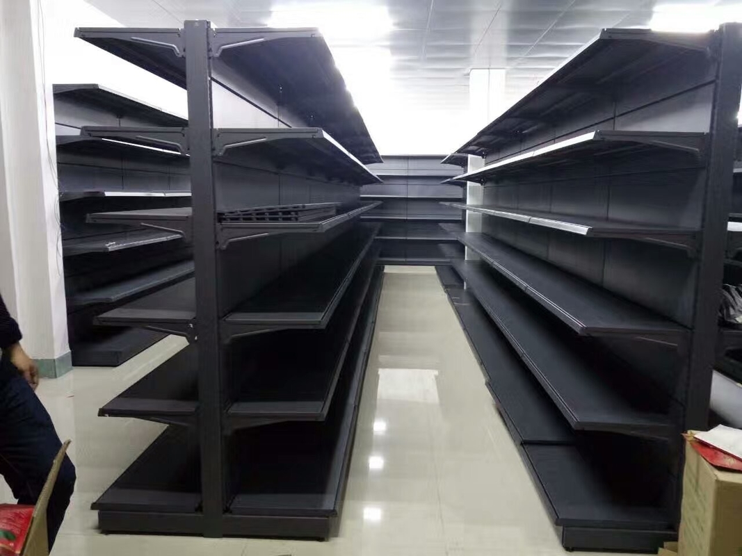 Gondola Steel Customized Supermarket Racking Gray Shelves For Shop