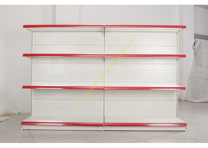 Single - side Store / Supermarket Display Shelving with 4 Layers Perforated Back Panel